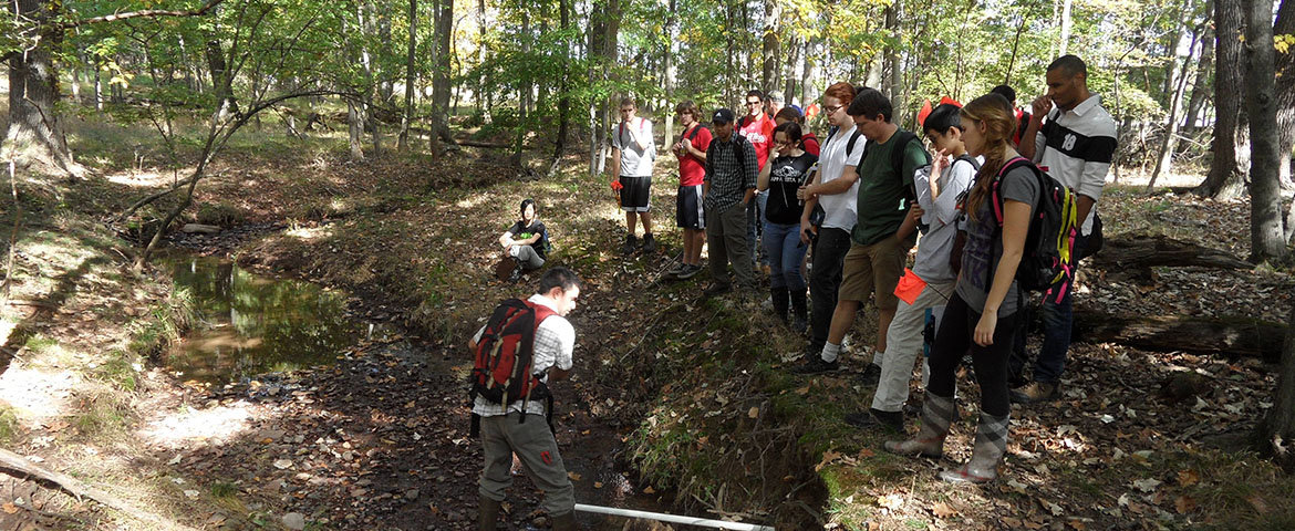 Photo: Class at Rutgers Ecological Preserve.